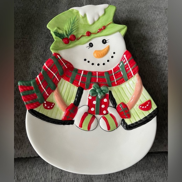 Christmas New Fitz & Floyd Holiday Hat Snowman Serving Set - Picture 3 of 5